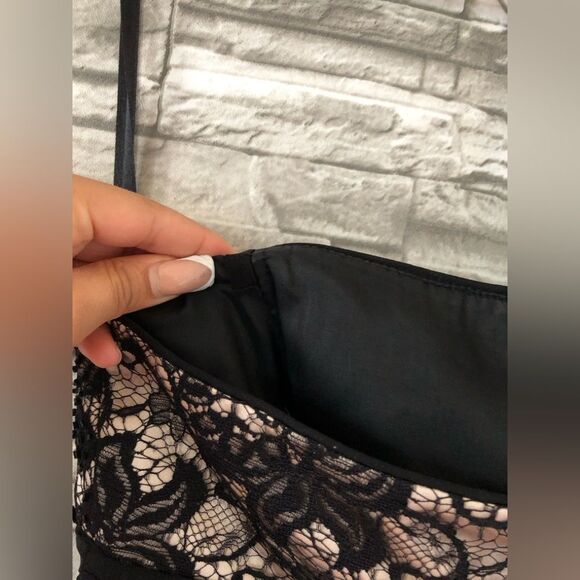 White House Black Market || Strapless Sequin Lace Mini Formal Evening Dress SZ 2 - Picture 4 of 10